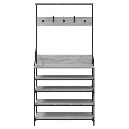Tøjstativ med skoopbevaring 90x34x184 cm grå sonoma-eg
