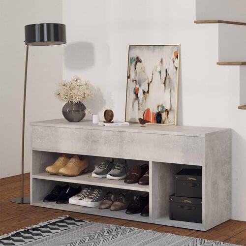 Skobænk 105x30x45 cm spånplade betongrå