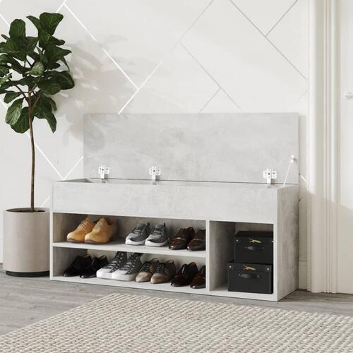 Skobænk 105x30x45 cm spånplade betongrå