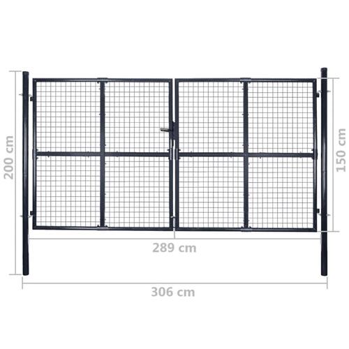Havelåge i trådnet galvaniseret stål 289 x 150 cm grå