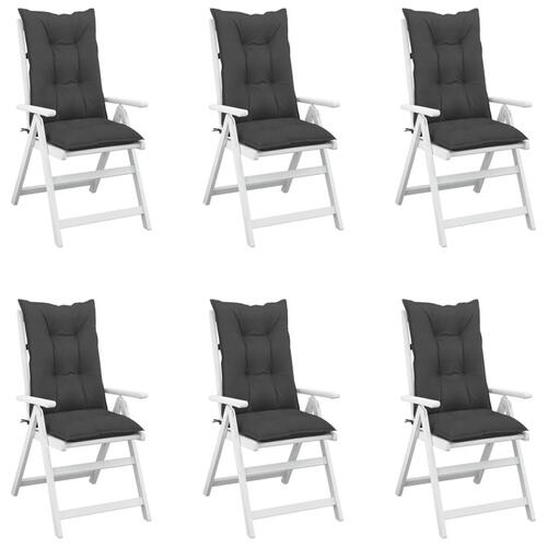 Stolehynder m. høj ryg 6 stk. 120x50x7 cm stof antracitgrå