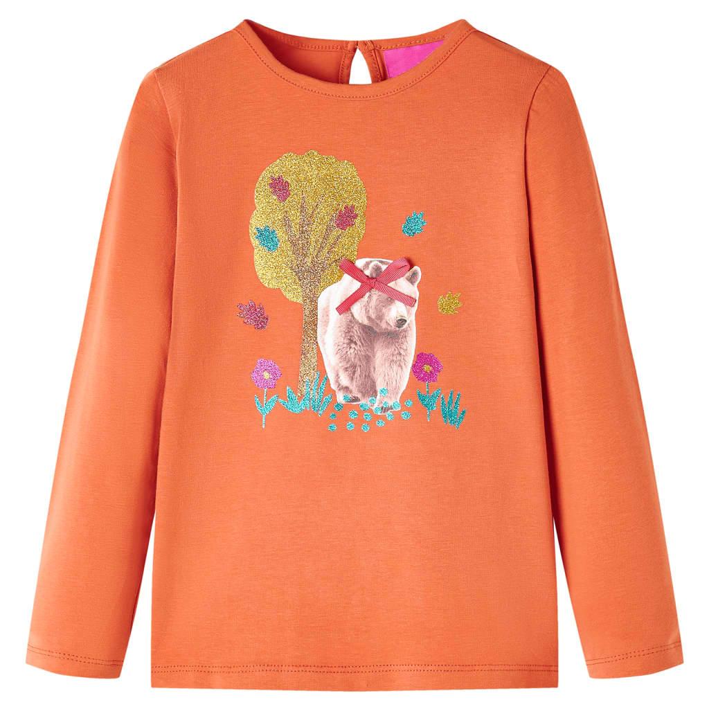 Langærmet T-shirt til børn str. 116 cm orange