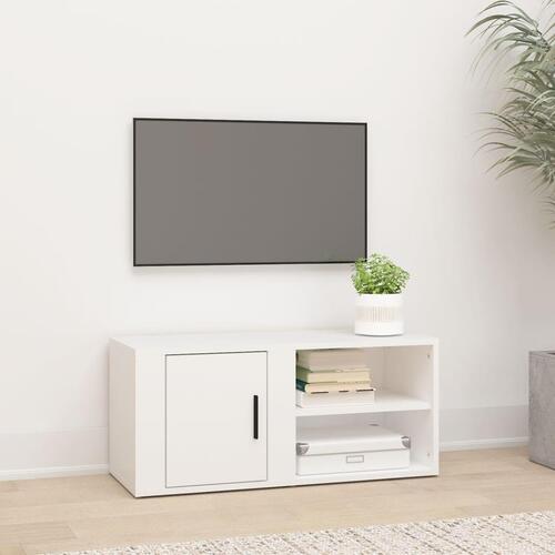 Tv-bord 80x31,5x36 cm konstrueret træ hvid