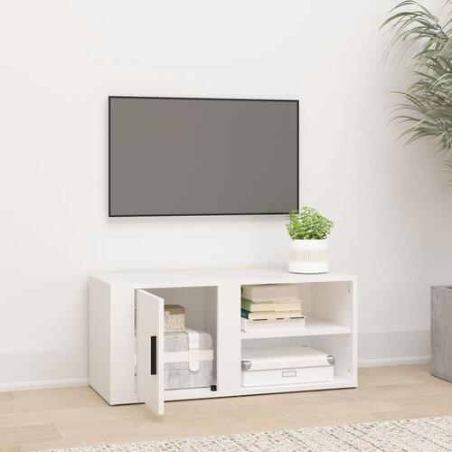 Tv-bord 80x31,5x36 cm konstrueret træ hvid
