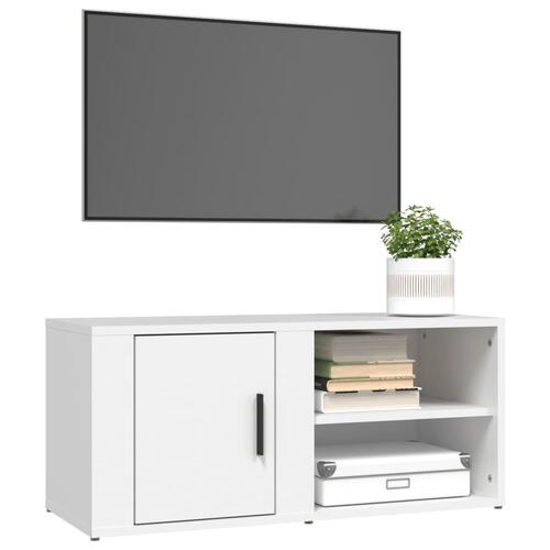 Tv-bord 80x31,5x36 cm konstrueret træ hvid