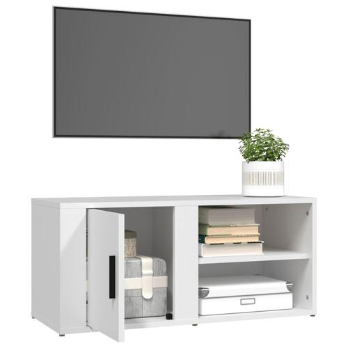 Tv-bord 80x31,5x36 cm konstrueret træ hvid
