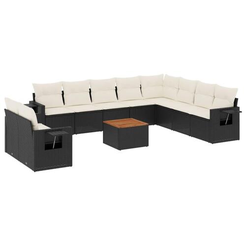 Sofasæt til haven 11 dele med hynder polyrattan sort