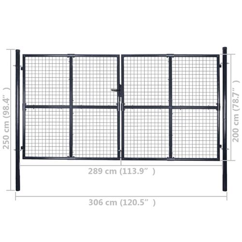 Havelåge i trådnet galvaniseret stål 289 x 200 cm grå