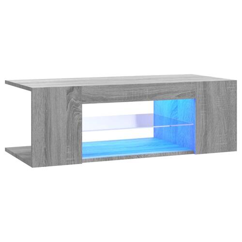 Tv-bord med LED-lys 90x39x30 cm grå sonoma-eg