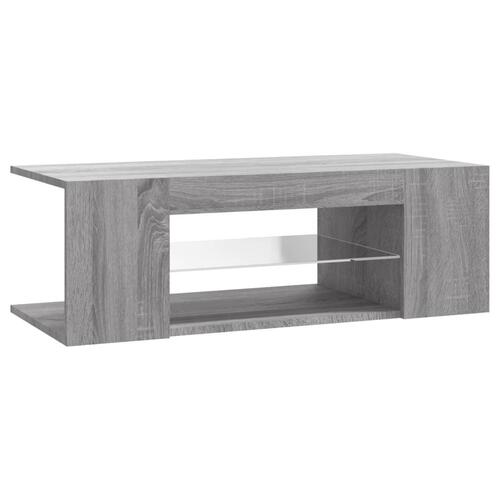 Tv-bord med LED-lys 90x39x30 cm grå sonoma-eg