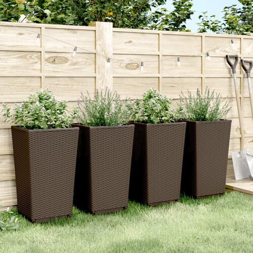 Plantekurve 4 stk. 32,5x32,5x57 cm PP brun