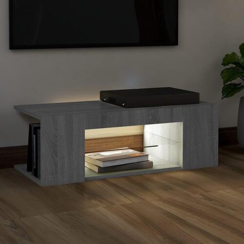 Tv-bord med LED-lys 90x39x30 cm grå sonoma-eg
