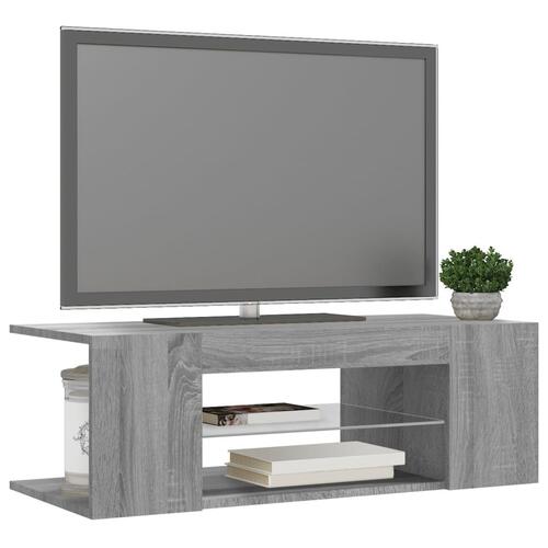 Tv-bord med LED-lys 90x39x30 cm grå sonoma-eg