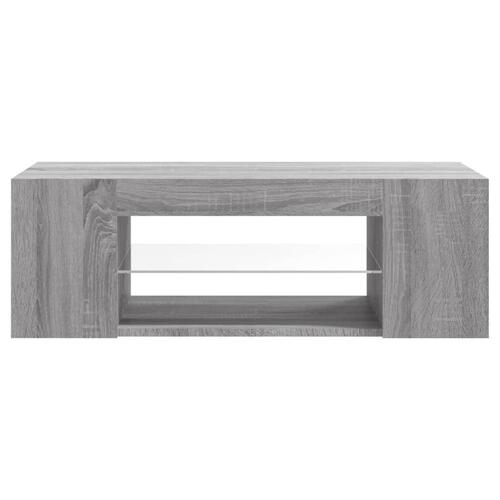 Tv-bord med LED-lys 90x39x30 cm grå sonoma-eg