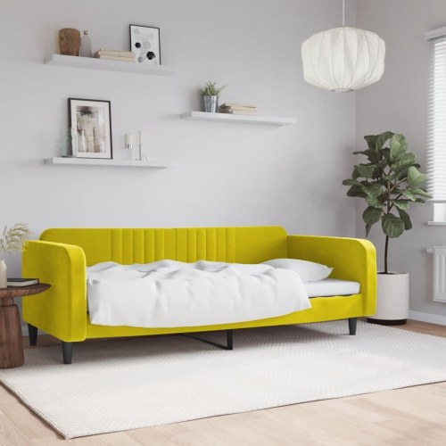 Daybed 100x200 cm i velour - gul sovesofa til gæsteværelse og stue