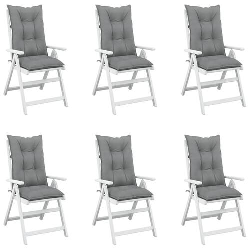 Stolehynder med høj ryg 6 stk. 120x50x7 cm stof grå