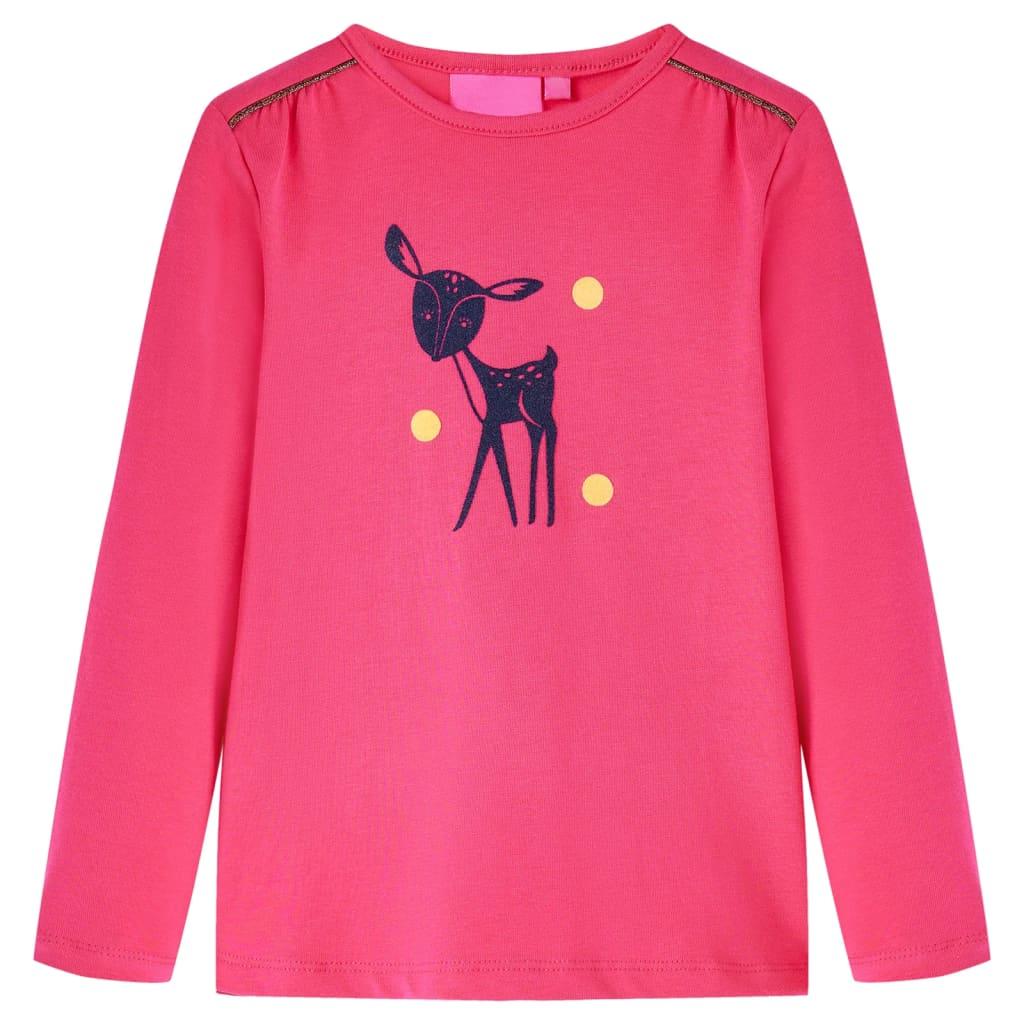 Langærmet T-shirt til børn str. 92 pink