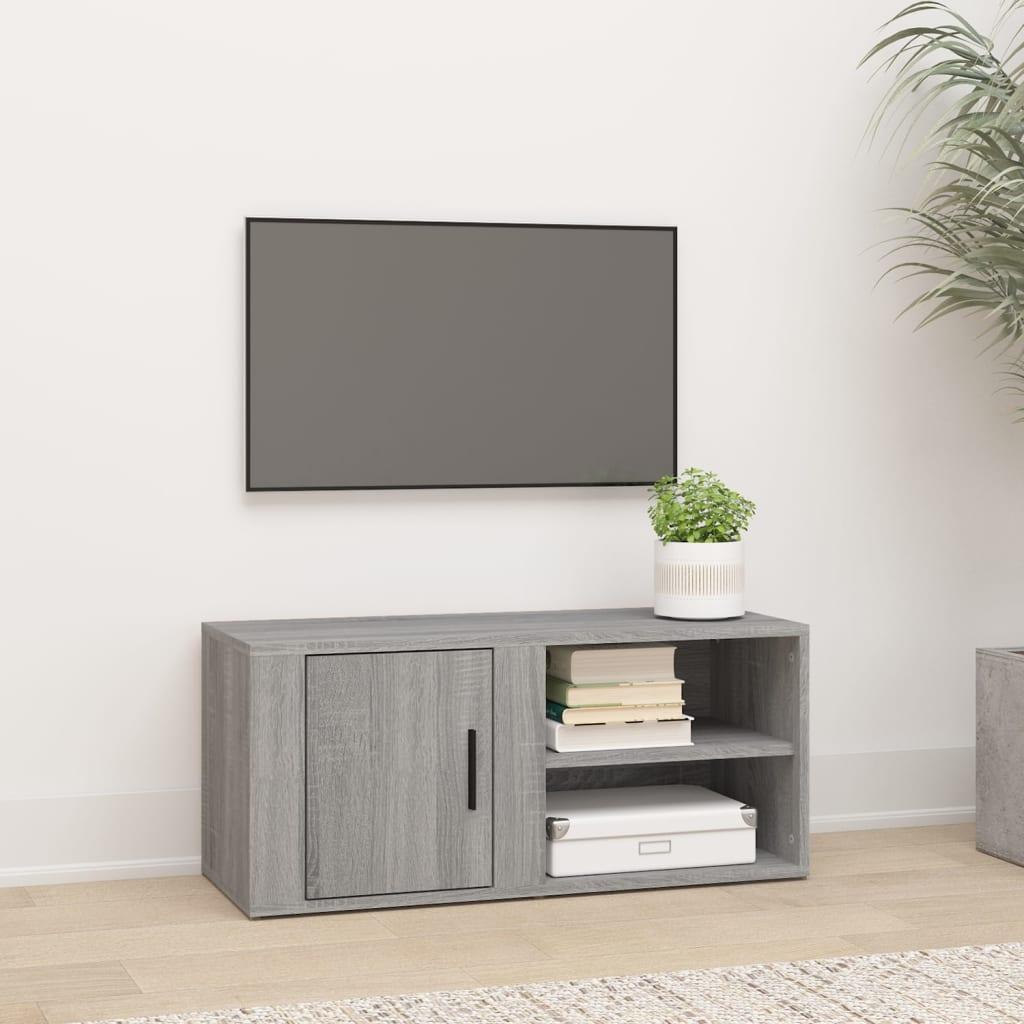 Tv-bord 80x31,5x36 cm konstrueret træ grå sonoma-eg