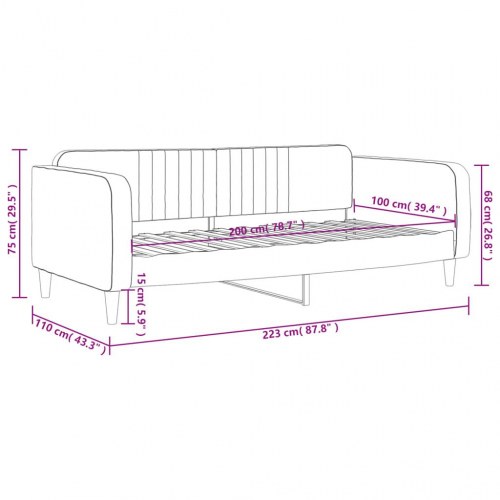 Daybed 100x200 cm i velour - gul sovesofa til gæsteværelse og stue