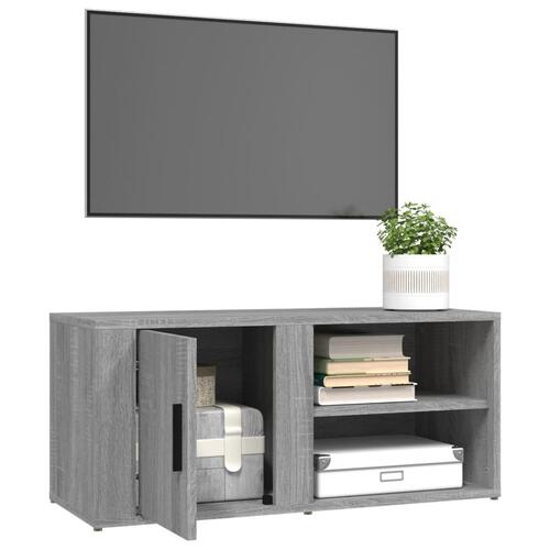 Tv-bord 80x31,5x36 cm konstrueret træ grå sonoma-eg