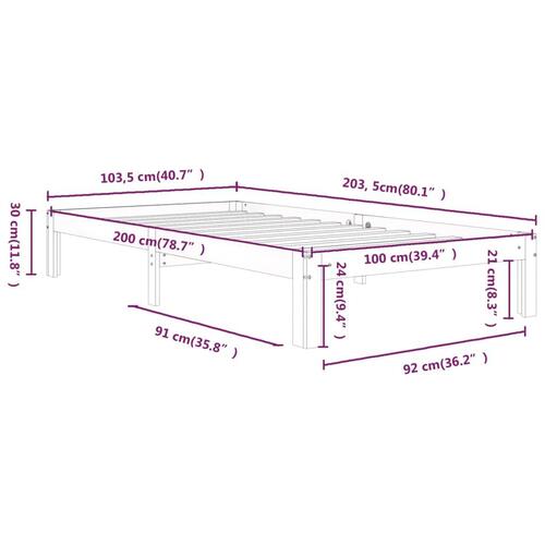 Sengeramme 100x200 cm massivt fyrretræ