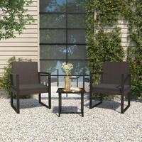 Havestol med hynde polyrattan sort