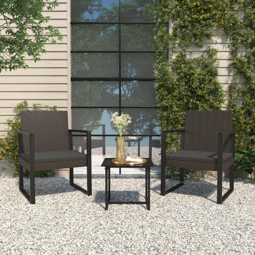 Havestol med hynde polyrattan sort