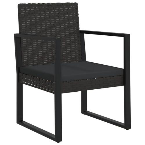 Havestol med hynde polyrattan sort