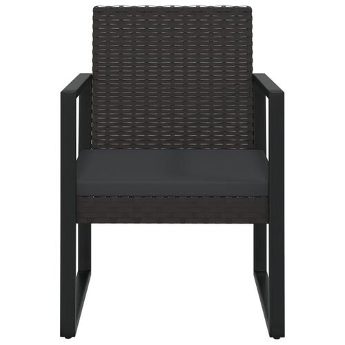 Havestol med hynde polyrattan sort