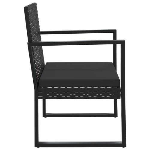 Havestol med hynde polyrattan sort
