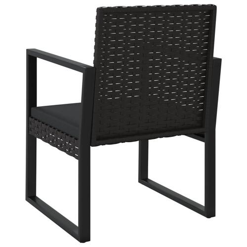 Havestol med hynde polyrattan sort
