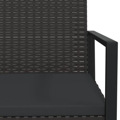 Havestol med hynde polyrattan sort