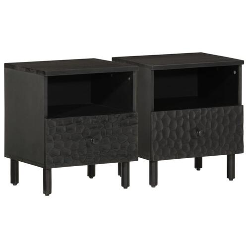 Sengeborde 2 stk. 40x33x46 cm massivt mangotræ sort