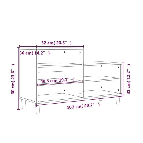 Skoskab 102x36x60 cm konstrueret træ brun egetræ