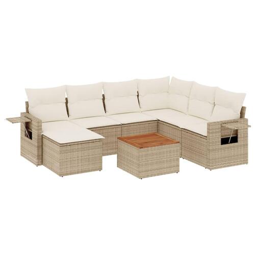 Sofasæt til haven 8 dele med hynder polyrattan beige