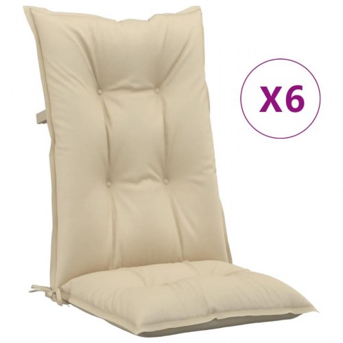 Stolehynder m. høj ryg 6 stk. 120x50x7 cm stof beige