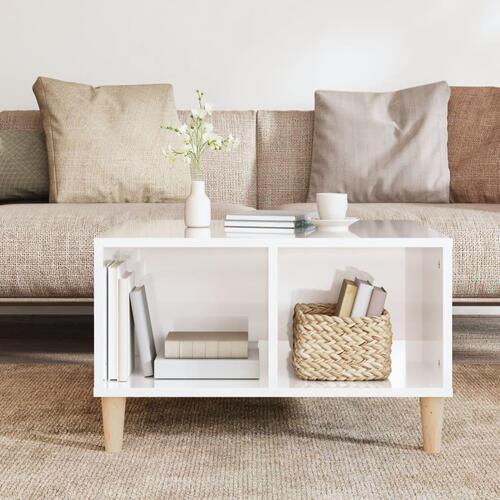 Sofabord 60x50x36,5 cm konstrueret træ hvid højglans