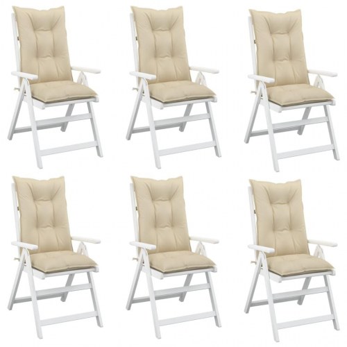 Stolehynder m. høj ryg 6 stk. 120x50x7 cm stof beige