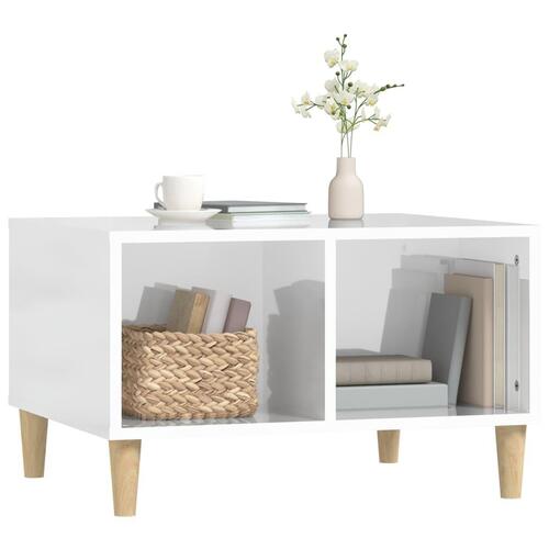 Sofabord 60x50x36,5 cm konstrueret træ hvid højglans