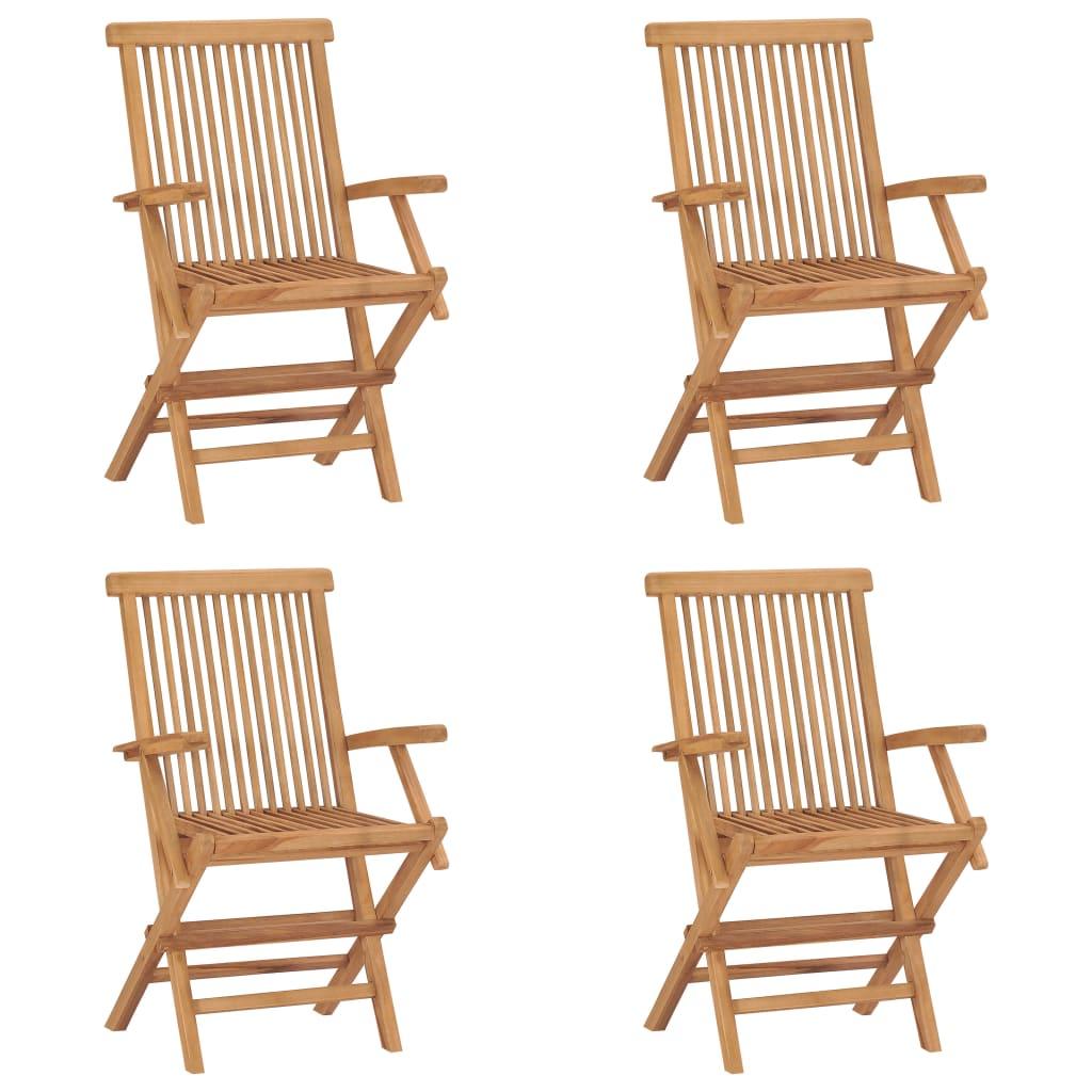 Foldbare havestole 4 stk. massivt teaktræ