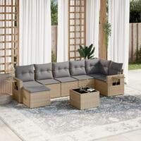 Sofasæt til haven 8 dele med hynder polyrattan beige