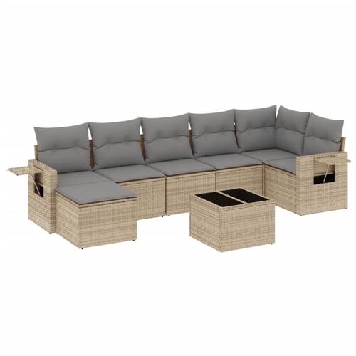 Sofasæt til haven 8 dele med hynder polyrattan beige