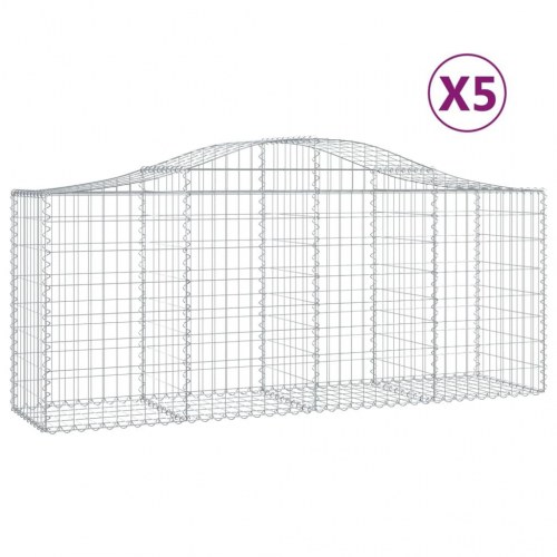 Buede gabionkurve - 5 stk. 200×50×80/100 cm i galvaniseret jern