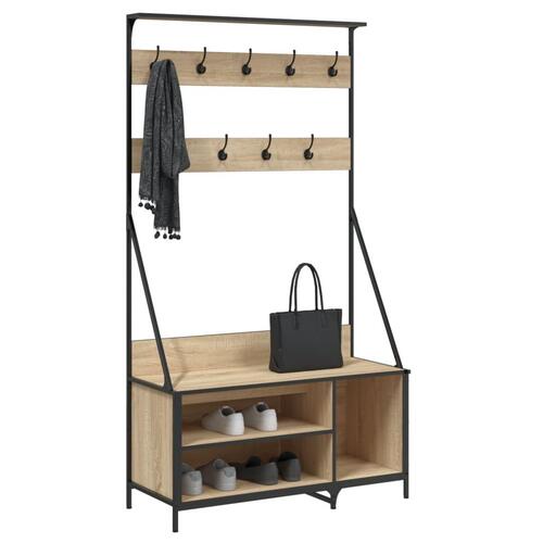 Tøjstativ med skoopbevaring 100x41x184 cm sonoma-eg