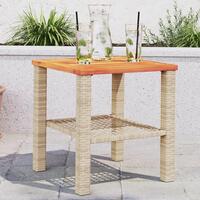 Havebord 40x40x42 cm polyrattan og akacietræ beige