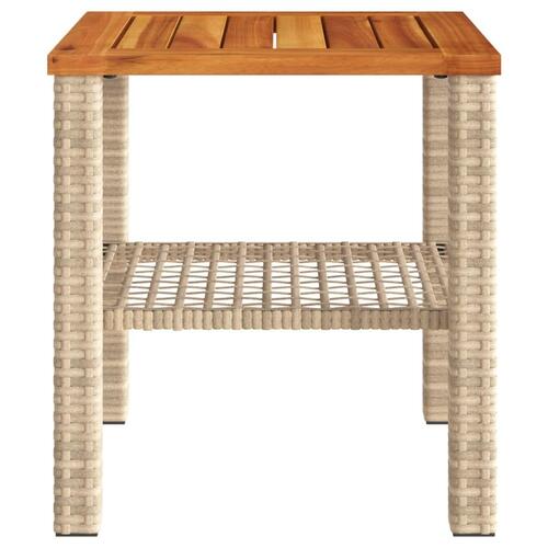 Havebord 40x40x42 cm polyrattan og akacietræ beige