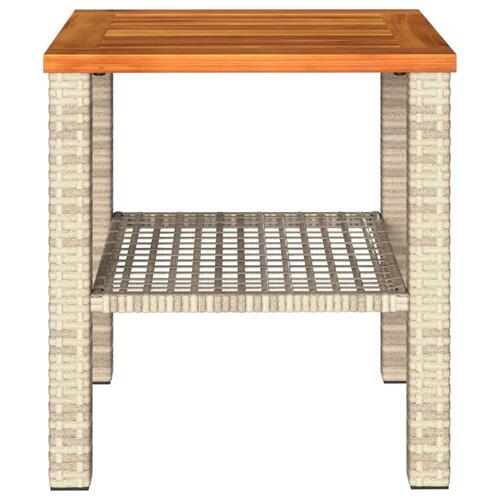 Havebord 40x40x42 cm polyrattan og akacietræ beige