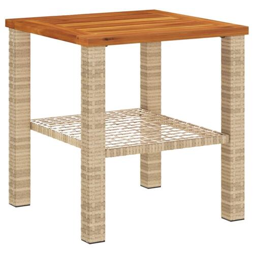 Havebord 40x40x42 cm polyrattan og akacietræ beige
