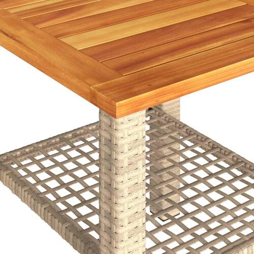 Havebord 40x40x42 cm polyrattan og akacietræ beige