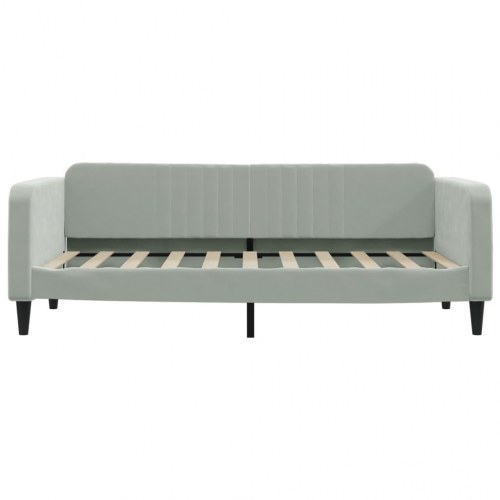 Daybed 90x190 cm i velour - lysegrå sovesofa med lamelbund
